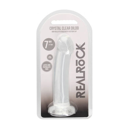 RealRock Crystal Clear Non Realistic Dildo with Suction Cup - Model CR-17 - Unisex Anal and Vaginal Pleasure - Transparent
