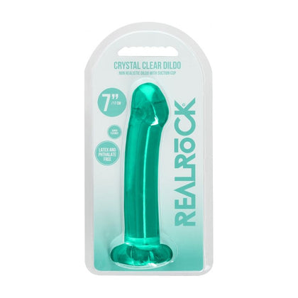 RealRock Crystal Clear Non Realistic Dildo with Suction Cup 6.7'' / 17cm - Model CC-17 - Unisex Pleasure Toy for Anal and Vaginal Stimulation - Transparent