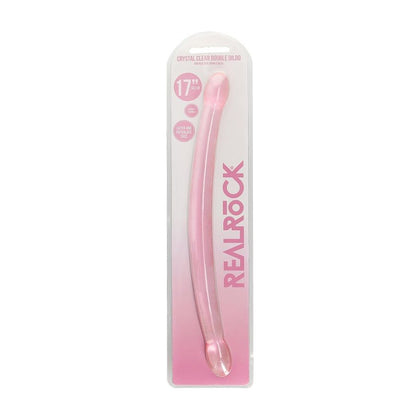 REALROCK Crystal Clear Non-Realistic Double Dong 17'' / 42cm - Unleash Ultimate Pleasure for All Genders and Intense Satisfaction for Vaginal and Anal Stimulation - Transparent - Adult Naughty Store