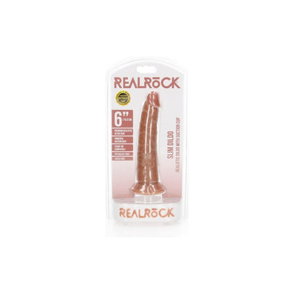 RealRock Slim Realistic Dildo with Suction Cup - Model 6''/ 15.5 cm - Unisex G-Spot Pleasure - Natural - Adult Naughty Store