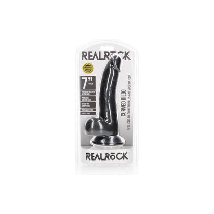 RealRock 7'' Curved Realistic Dildo with Balls and Suction Cup - Model RCD-18 - For Enhanced G-Spot Stimulation - Pleasure for All Genders - Lifelike Skin Tone - Adult Naughty Store