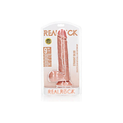 RealRock 9''/ 23 cm Straight Realistic Dildo with Balls and Suction Cup - Model RRD-9001 - For All Genders - Ultimate Pleasure in Natural Skin Tone - Adult Naughty Store