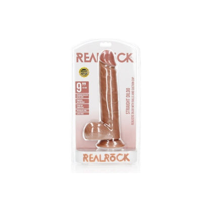 RealRock 9''/ 23 cm Straight Realistic Dildo with Balls and Suction Cup - Model R9SC-23 - For All Genders - Ultimate Pleasure Experience - Flesh