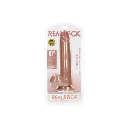 RealRock 10''/ 25.5 cm Straight Realistic Dildo with Balls and Suction Cup - Model RRD-10 - For Intense Pleasure and Hands-Free Fun - Suitable for All Genders - Enjoy Deep Penetration and Lifelike Stimulation - Available in Natural Skin Tone