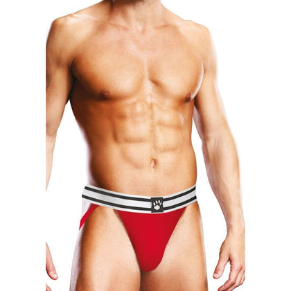 Prowler Sensual Men's Polyester Spandex Jockstrap - Model X1, White/Red, for Enhanced Comfort and Style