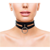 Elegant Leather Fashion Collar Black with 40CM Ring - A Sensual Accessory for Enthralling Pleasure - Adult Naughty Store