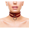 Elegant Leather Fashion Collar with 40CM Ring - Red, for Sensual Pleasure and Style - Adult Naughty Store