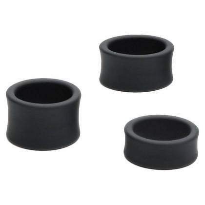 Silky Soft Silicone Ball Stretchers - RIN033 - 4 Variations - Male Genital Pleasure - Premium Medical Grade - Small, Medium, Large - 3 Pack - Black - Adult Naughty Store