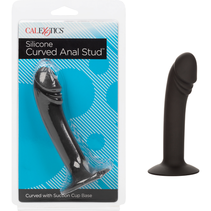 CalExotics Silicone Curved Anal Stud - Model X24: A Sensual Delight for Backdoor Bliss in Sultry Onyx Black - Adult Naughty Store