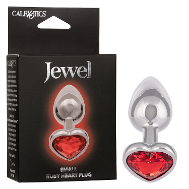 Introducing the Exquisite Jewel Small Ruby Heart Plug - Model RS-01: The Ultimate Pleasure for All Genders in a Captivating Red Hue - Adult Naughty Store