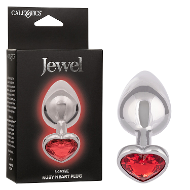 Jewel Large Ruby Heart Plug - Luxurious Heart-Shaped Ruby Jeweled Anal Plug for Sensual Pleasure - Model JLP-001 - Unisex - Ultimate Intimacy and Comfort - Deep Red - Adult Naughty Store