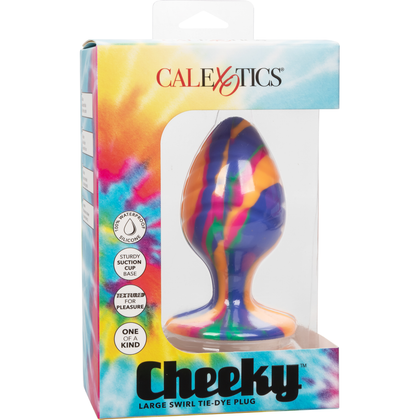 Cheeky Pleasure Pro Large Swirl Tie-Dye Silicone Anal Plug - Model CP-200X - Unisex - Sensational Backdoor Delight - Multi-Colored - Adult Naughty Store