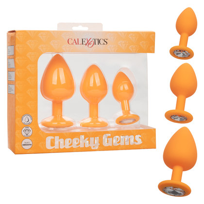 Cheeky Gems - CG-3000 Anal Training Kit for Sensational Backdoor Pleasure - Unleash Your Desires with the Glamorous Orange Gem Base