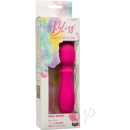 Bliss Liquid Silicone Mini Wand: USB Rechargeable Clitoral Massager 7-Speed Vibrator - Pink