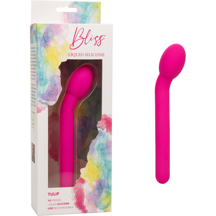 Bliss Liquid Silicone Tulip Vibrating Pleasure Massager - Model XYZ789 - For Women - Internal and External Stimulation - Deep Purple