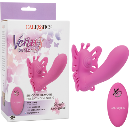 Introducing the SensaPleasure Venus Butterfly Silicone Remote Pulsating Venus G-Spot Stimulator - Model VBP-12G - for Women - Dual Pleasure - Rose Gold - Adult Naughty Store