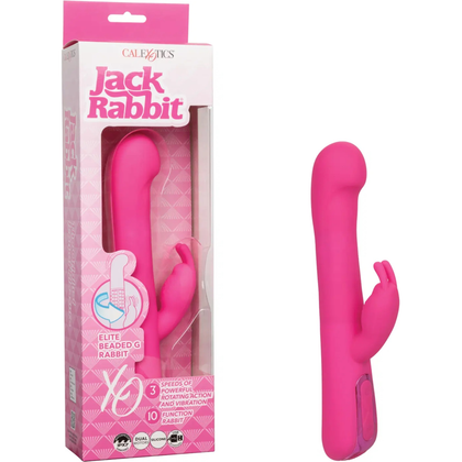 CalExotics Jack Rabbit Elite Beaded G Rabbit Vibrator – Model No. XXX, for Women, Clitoral & G-Spot Stimulation, in Classic Purple - Adult Naughty Store