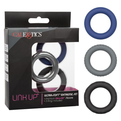 Introducing the Luxurious Link Up Ultra-Soft Extreme Set - Dark: The Ultimate Pleasure Enhancer Rings for Intimate Delights - Adult Naughty Store