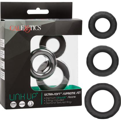 Introducing the Luxe Pleasure Co. Ultra-Soft Supreme Set: Deluxe Cock Rings for Enhanced Pleasure - Model X123, Male, for Intense Sensation and Stamina, Designed for Ultimate Pleasure, Black - Adult Naughty Store