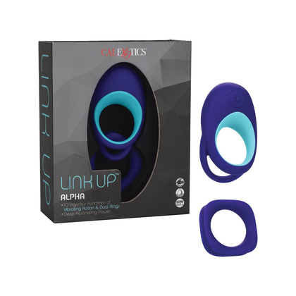 Link Up Alpha Vibrating Couples Enhancer Ring - Model X1 - Male and Female - Dual Stimulation - Deep Pleasure - Midnight Black - Adult Naughty Store