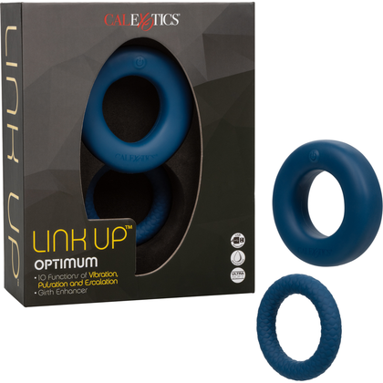 Optimum Link Up Dual-Motor Silicone Vibrating Enhancer - Blue: A Pleasure-Packed Connection for Couples - Adult Naughty Store