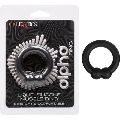Alpha Liquid Silicone Muscle Ring - Powerful Vibrating Cock Ring for Men - Model XYZ123 - Enhance Stamina and Pleasure - Black