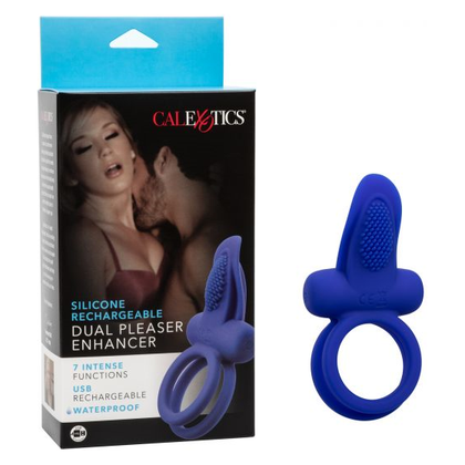 Introducing the Luxe Pleasure Co. Silicone Rechargeable Dual Pleaser Enhancer - Model X1: The Ultimate Couples' Intimate Experience! - Adult Naughty Store