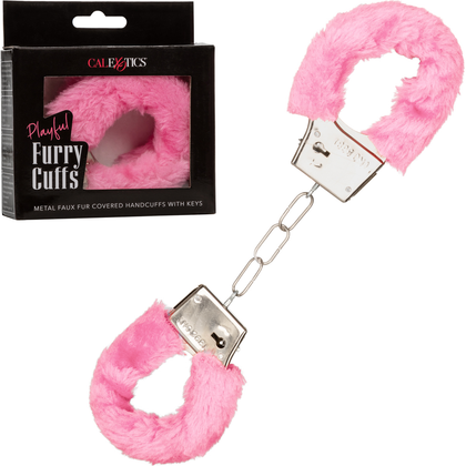 LuxeLust Playful Furry Cuffs - Model PFC-101 - Unisex - Sensual Wrist Restraints for Playful Pleasure - Pink - Adult Naughty Store