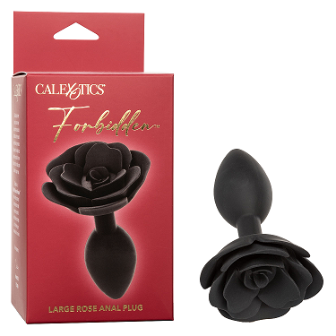 Forbidden Large Rose Anal Plug - Premium Silicone Anal Toy for Intense Pleasure - Model FRAP-5000 - Unisex - Designed for Exquisite Backdoor Stimulation - Sleek Black - Adult Naughty Store