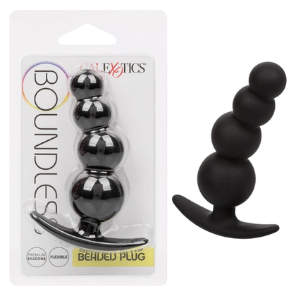 Boundless Beaded Plug - Flexible Silicone Anal Pleasure Toy - Model BP-500 - Unisex - Intense Pleasure for Backdoor Bliss - Midnight Black