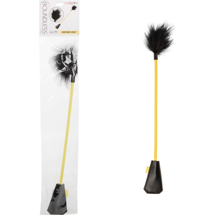 Boundlessâ¢ Feather Crop - BDSM Dual Crop and Tickling Feather - Model BC-200 - Unisex - Pleasure and Pain Play - Black - Adult Naughty Store