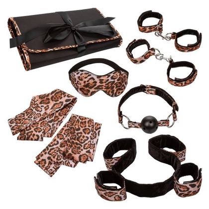 Unleashed Surrender Set - Complete BDSM Pleasure Kit for Couples - Model US-5678 - For All Genders - Ultimate Sensual Restraint and Stimulation - Animal Print