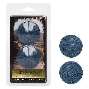 Ride 'Em Premium Denim Collection Round Pasties - High-Quality Denim Nipple Covers for Sensational Pleasure - Model RD-001 - Unisex - Enhance Intimate Moments - Blue