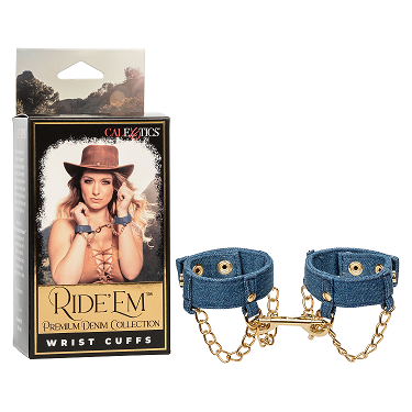 Ride 'Em Premium Denim Collection Wrist Cuffs - High-Quality BDSM Accessories for Sensual Pleasure - Model X1 - Unisex - Enhanced Pleasure for Wrists - Indigo Blue