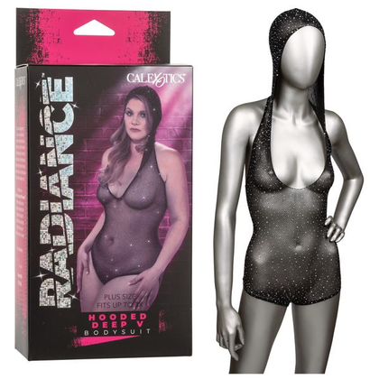 Radiance Plus Size Hooded Deep V Bodysuit - Sultry Seduction for Curvy Goddesses