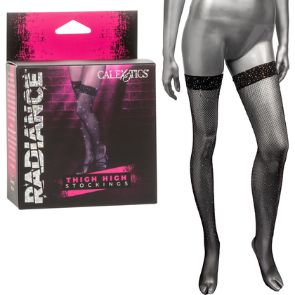 Radiance Thigh High Stockings - Seductive Sheer Lace Top Hosiery for Sensual Moments - Model RTHS-2021 - Women's Intimate Apparel for Alluring Legs - Exquisite Pleasure in Black - Adult Naughty Store