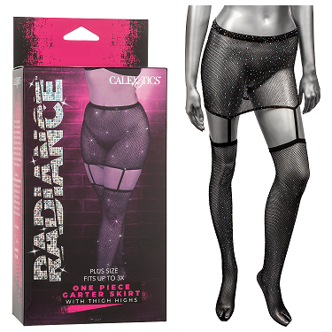 Introducing the Sensual Curves Radiance Plus Size Garter Skirt With Thigh Highs - A Luxurious Delight for Enhanced Intimacy