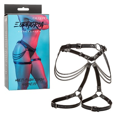 Euphoria Collection Multi Chain Thigh Harness - Sensual Pleasure Accessory for All Genders - Model EC-THH001 - Exquisite Steel Chains - Captivating Black - Adult Naughty Store