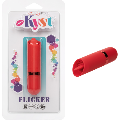 Kyst Flicker Red - Compact and Discreet Silicone Bullet Vibrator with Flickering Tongue - Model X1 - Intense Pleasure for All Genders - Clitoral Stimulation - Red - Adult Naughty Store