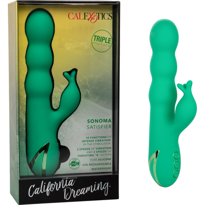 Introducing the Sensual Bliss California Dreaming Sonoma Satisfier - Model S3X-TN-001: A Luxurious Thrusting G-Spot Vibrator for Women in Sultry Midnight Blue - Adult Naughty Store