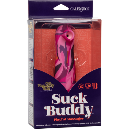 Introducing the Naughty Bits Suck Buddy Playful Massager - Model NB-2000: The Ultimate Clitoral Stimulation Experience for Women in a Sleek and Sensual Pink - Adult Naughty Store