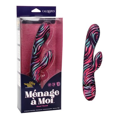 CalExotics Naughty Bits Ménage à Moi Dual Wand - Dual-Tipped Dual-Stimulator Rechargeable Massager for Intense Pleasure - Model NB-DM01 - Unisex - Full-Body Sensation - Midnight Black - Adult Naughty Store