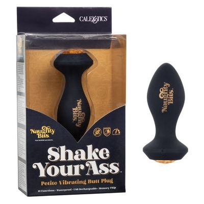 Introducing the Sensual Pleasures Naughty Bits Shake Your Ass Petite Vibrating Butt Plug - Model SB-69. An Exquisite Delight for Alluring Anal Stimulation in Sultry Sapphire Blue - Adult Naughty Store