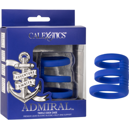 Introducing the Luxe Pleasure Admiral Triple Cock Cage - Model ATC-3000: A Revolutionary Silicone Enhancer for Unmatched Pleasure and Performance Enhancement - Adult Naughty Store