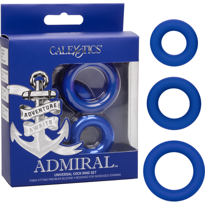Admiral Universal Cock Ring Set - Premium Silicone Enhancers for Men - Model AR-3 - Enhance Stamina and Sensitivity - Explosive Pleasure - Black