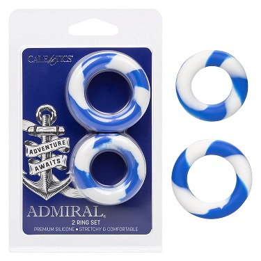 Admiral Dual Pleasure 2 Ring Set - Premium Silicone Cock Rings for Men - Enhance Stamina and Sensation - Vibrant Blue
