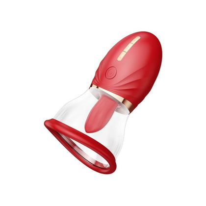 Introducing the PleasureX Magic Tongue Red - Model MT-001: Revolutionary Licking and Vibrating Clitoral Pump for Women