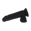 Sensual Pleasure Delight: Luxurious Silicone Black Cock with Balls - Model X3 - All-Gender Intimate Stimulation - Jet Black - Adult Naughty Store