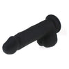 Sensual Pleasure Delight: Luxurious Silicone Black Cock with Balls - Model X3 - All-Gender Intimate Stimulation - Jet Black - Adult Naughty Store