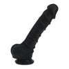 Introducing the SensaPleasure: RD-22B Silicone Dildo with Balls - Ultimate Pleasure for All Genders - Full Body Stimulation - Black - Adult Naughty Store